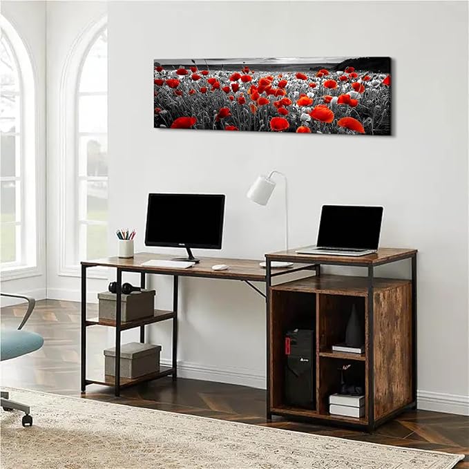 Nature Poppy Wall Art Red and Black Wall Decor Wildflower Field Landscape - Image 5