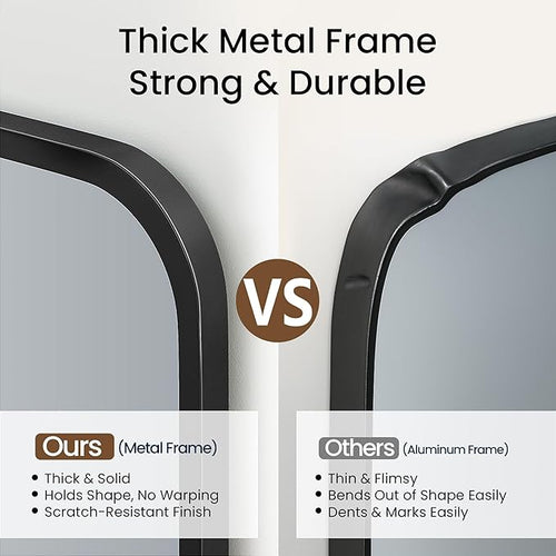 24x36 Inch Matte Black Bathroom Vanity Mirrors | Flush Mount Deep Set Metal - Image 2