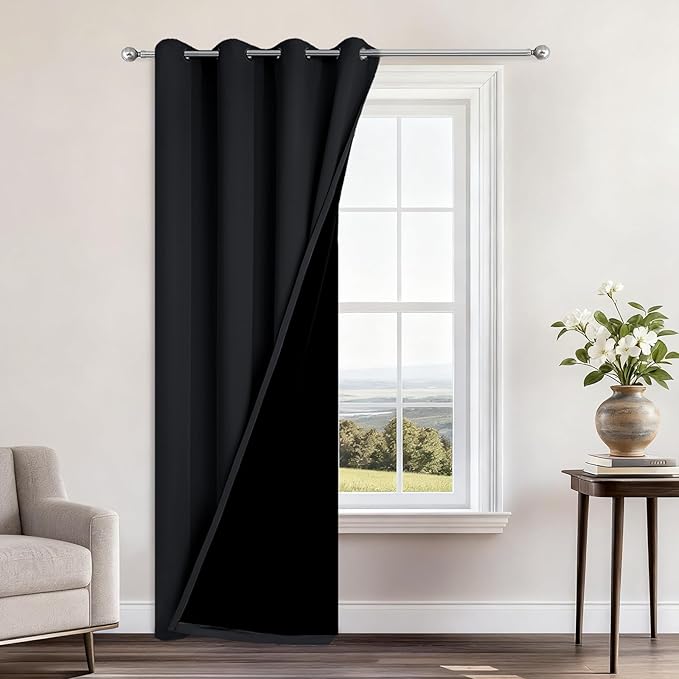 Yakamok 100% Blackout Curtains 96 Inches Long, 2 Thick Layers Heat and Full by Yakamok