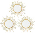 3 Pack Metal Mirrors for Wall Sunburst Wall Mirrors Home Décor Decorative by Uaussi