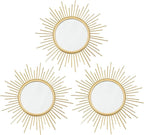 3 Pack Metal Mirrors for Wall Sunburst Wall Mirrors Home Décor Decorative by Uaussi