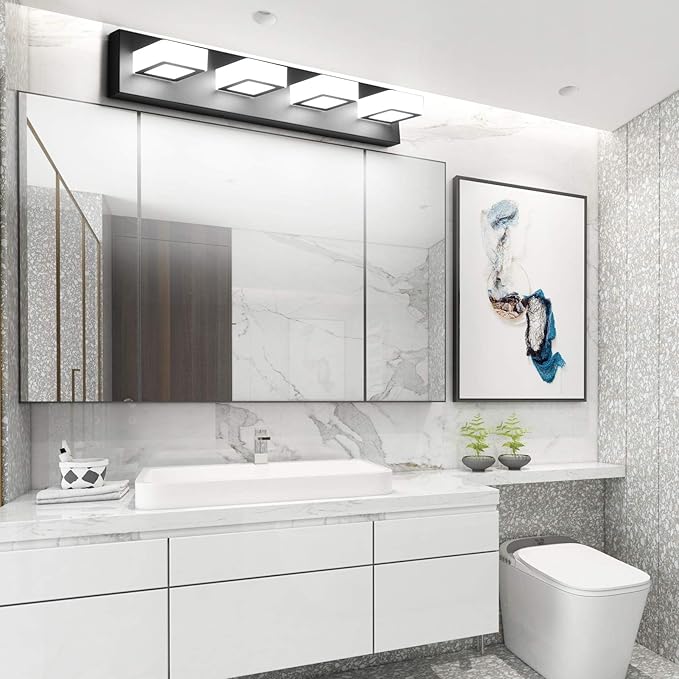 Ralbay Modern LED Black Vanity Lights 4 Lights Acrylic Bathroom Vanity Lighting - Image 3