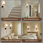 IRONPAX Wall Sconces Battery Operated Set of 2, Wireless Rechargeable Wall - Image 4