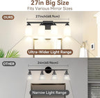 4-Light Bathroom Light Fixtures, Matte Black Light Fixture, Classic Wall Light - Image 6