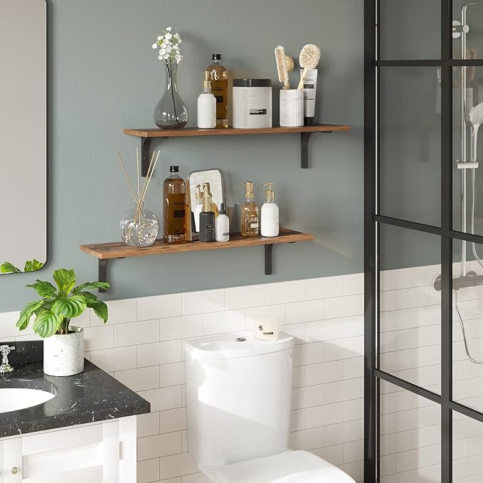 DINZI LVJ Long Wall Shelves, 31.5Inch Wall Mounted Shelves Set of 4, Extra - Image 4