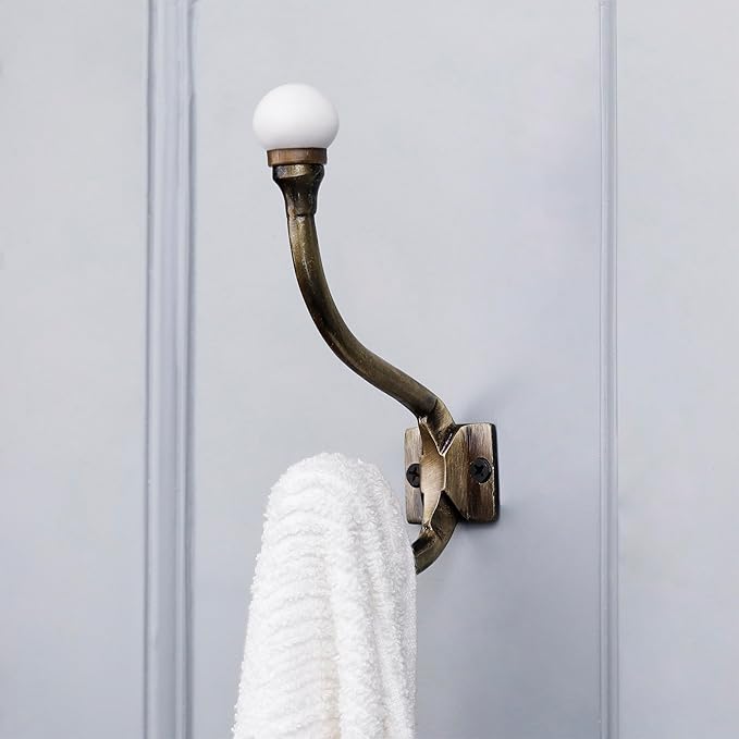 Indian Shelf Pack of 12 Heavy Duty Double Prong White Decorative Coat Hooks - Image 7