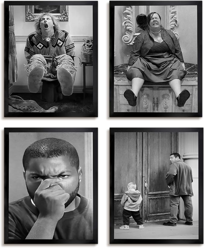 Funny Bathroom Wall Art Set of 4, Vintage Humor Bathroom Decor Wall Art by TWNSWALLART
