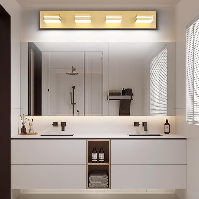 SineRise LED Modern Bathroom Vanity Light Fixtures, Matte Gold Modern Acrylic - Image 8