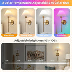 Gold Wireless Wall Sconce Sets of 2, Pleated Shades Rechargeable Battery - Image 3