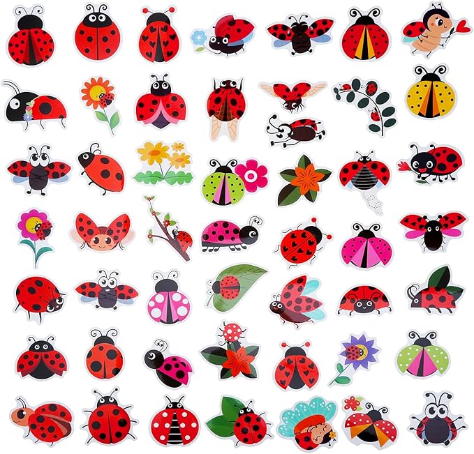 100 Pack Ladybug Stickers, Lady Bug Party Favors, Birthday Decorations