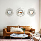3 Pack Metal Mirrors for Wall Sunburst Wall Mirrors Home Décor Decorative - Image 4