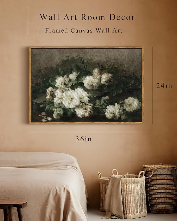 InSimSea Framed Canvas Wall Art Vintage Decor, Home Decor Vintage Flowers - Image 5