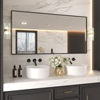 LOAAO 72"X36" Black Rectangle Bathroom Mirror Wall, Matte Black Aluminum Alloy - Image 3