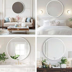 Round White Mirror, 30 Inch Circle White Mirror, Metal Frame Round Wall Mounted - Image 5