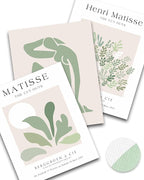 Unframed Sage Green Wall Art Set of 3, 12x16IN Abstract Matisse Wall Decor by HesenDot