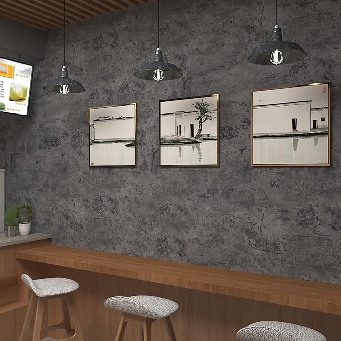 3yecao 31"×591" Extra Wide Thick Blue Grey Black Concrete Wallpaper Peel and - Image 9