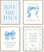 LARTSFRO Coquette Blue Bow Jesus Wall Art Decor Posters, Light Blue Bow by Unknown