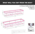 Moforoco Shower Caddy Shelf Organizer Rack, Self Adhesive Black Bathroom - Image 2