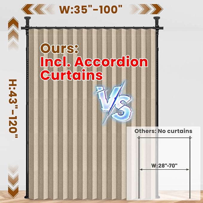 100% Blackout Room Divider Curtains Sets Beige W100 x L96 in, 1 Panel Curtain - Image 2