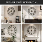 Cuspin 16 Inch Large Wall Clock, Modern Black Metal Clock - Image 5