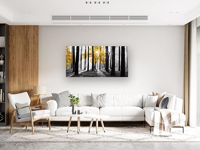 Cao Gen Decor Art S06350 Wall Art Canvas Painting Yellow Tree in Black and - Image 5