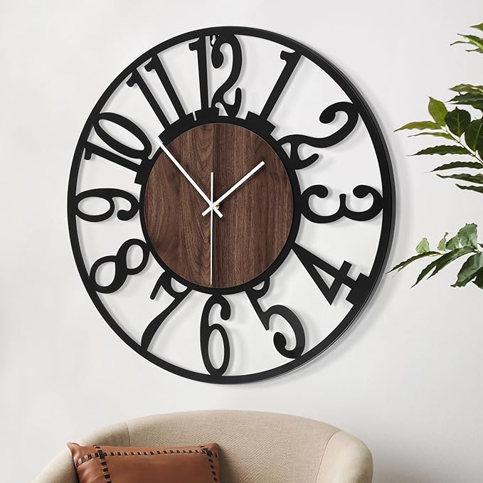 LEIKE Extra Large Wall Clocks, Silent Little Ticking, Battery Operated Vintage - Image 2