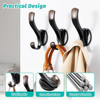 Heavy Duty Wall Hooks, Metal Mounting Hardware, Double Prong Design, Decorative - Image 3