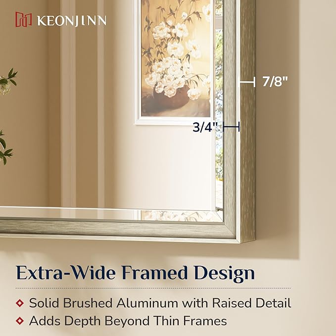 Keonjinn 30" x 36" Brushed Nickel Bathroom Mirrors - Image 3