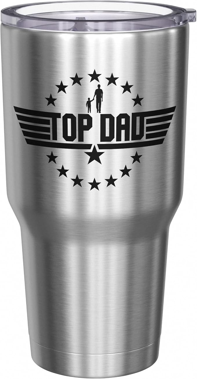 We The People Holsters - Top Dad - Coffee Tumbler - American Flag Coffee Travel Mug - Engraved Tumbler - Double Insulated Tumbler - 30 oz