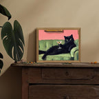 Fantasy Artists Humorous Black Cat Character Wall Art – Relaxed Anthropomorphic - Image 4
