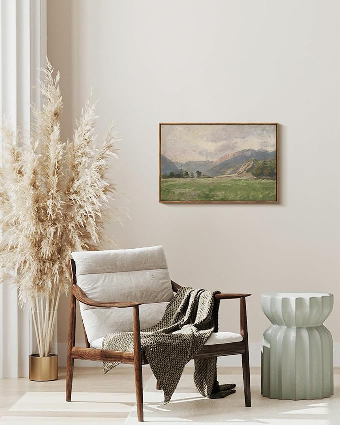 InSimSea Framed Canvas Wall Art Vintage Decor, Prairie Mountain Landscape - Image 3