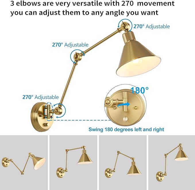 TRLIFE Wall Sconce with Remote Control, Brushed Brass Plug in Wall Sconces - Image 5