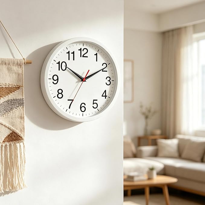 Rohioue Wall Clock Modern 10 Inch Battery Operated Silent Non Ticking Analog - Image 6