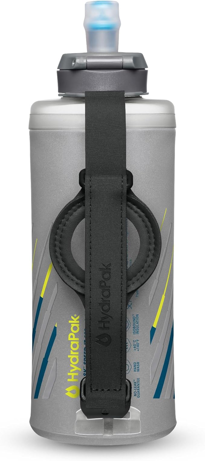 HydraPak SkyFlask Speed - Collapsible Handheld Running Water Bottle (350ml, 500ml, 500ml Insulated) - Adjustable Strap, Lightweight, Spill-Proof Cap