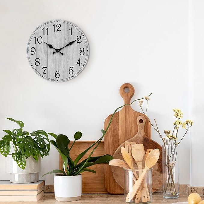 Wall Clock, 10 Inch Wall Clocks Battery Operated Silent Non Ticking, Country - Image 4