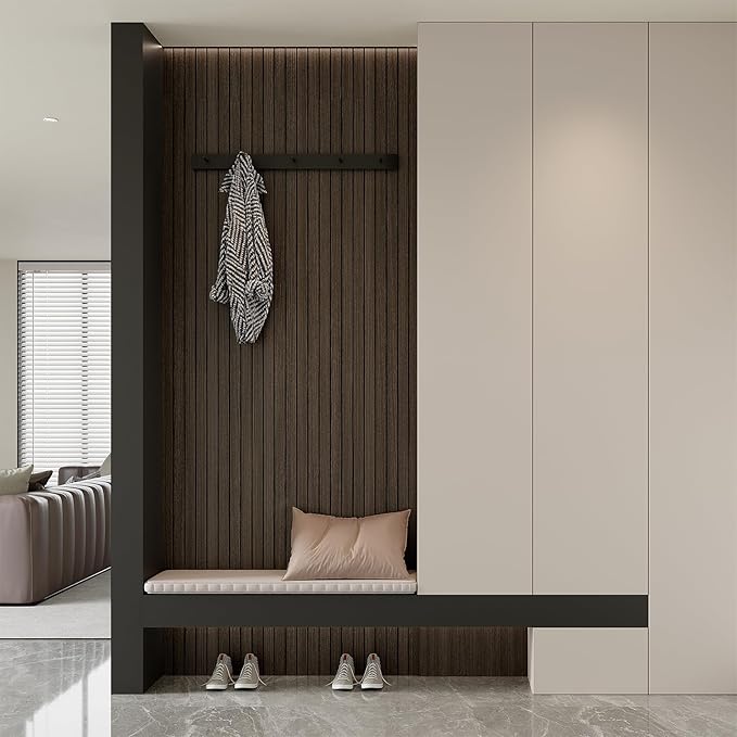 Yutianli PVC Slat Wall Panel Peel and Stick 236"x 15.7" Faux Wood Slat Panel - Image 4