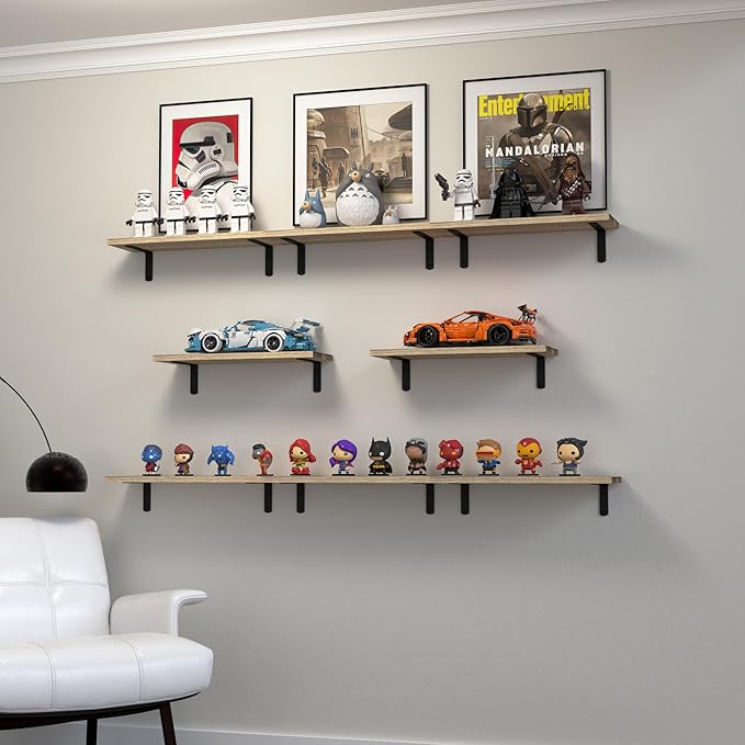 DOLLFIO Floating Shelves, 8 Sets Wall Shelves, Wood Floating Shelves - Image 5