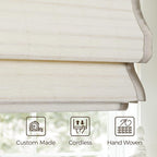 TWOPAGES Natural Woven No Drill Roman Shades, Custom Cordless Blackout Bamboo - Image 4