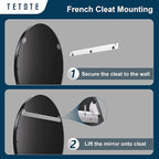 TETOTE Black Oval Bathroom Mirror, 24 x 36 Matte Black Framed Wall Mounted - Image 4