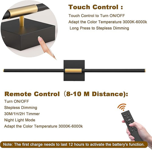 31.5 Inch Battery Operated Wall Sconce Set of Two, 8000mAh USB Rechargeable - Image 2