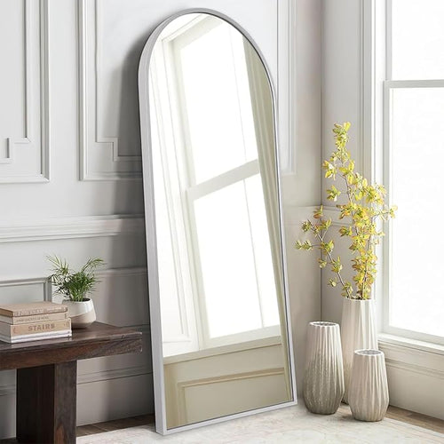 48x16 inches Arch Bathroom Full Length Mirror, Metal Aluminum Frame Modern by HLFMVWE