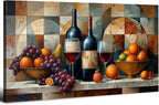 Abstract Kitchen Wall Art Geometric Dining Room Wall Decor Red Wine Glass by HOME