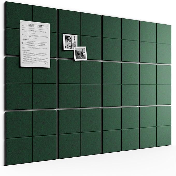 Bumusty Large Felt Bulletin Board, 30 Push Pins, 70 Adhesive Tabs, Pine Green by BUMUSTY