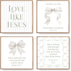LARTSFRO Coquette Beige Bow Jesus Wall Art Decor Posters, Inspirational Bible by Unknown