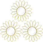 3 Pack Metal Mirrors for Wall Sunburst Wall Mirrors Home Décor Decorative by Uaussi