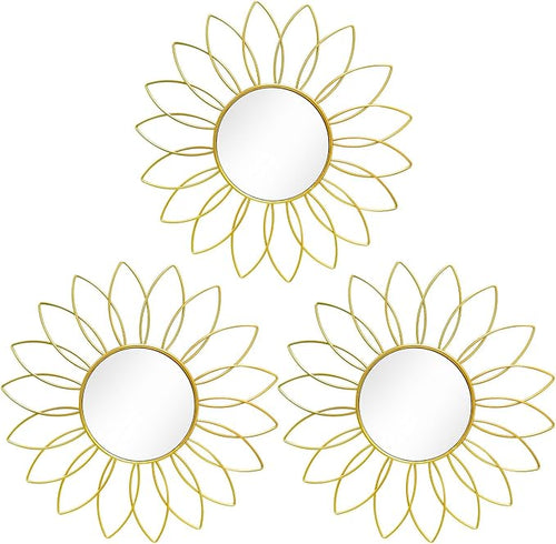 3 Pack Metal Mirrors for Wall Sunburst Wall Mirrors Home Décor Decorative by Uaussi
