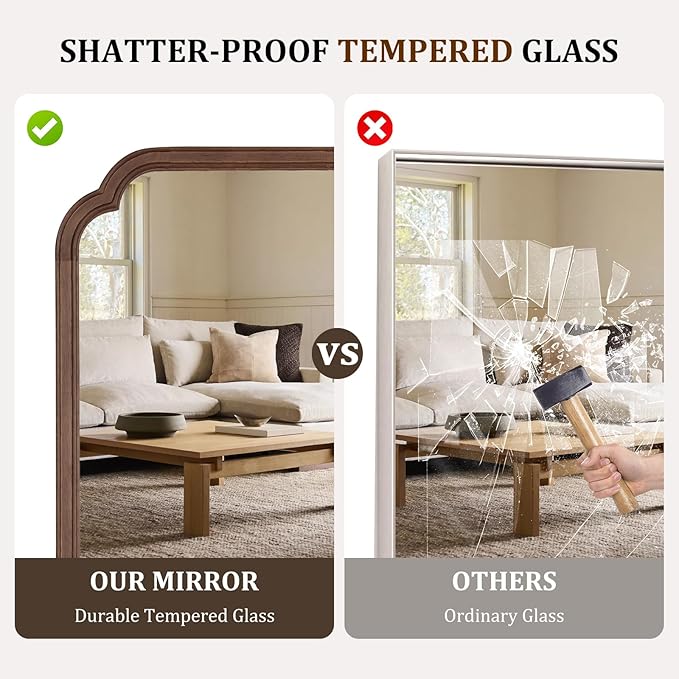 WallBeyond Wooden Framed Wall Mirror, Natural Wood Bathroom Vanity Mirror - Image 6