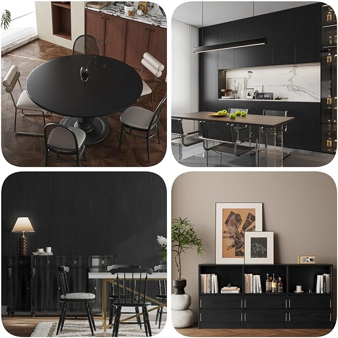Abyssaly Black Wood Wallpaper 15.7 Inch X 118 Inch Peel and Stick Paper - Image 5