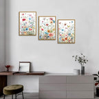 KISSFOX Colorful Wildflower Canvas Wall Art Set Of 3 Flowers Pictures Prints - Image 5