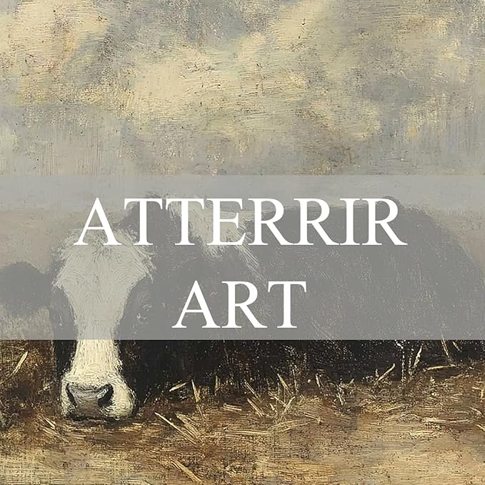 AtterrirArt Vintage Framed Wall Art, Rustic Cow Picture Painting Print - Image 7
